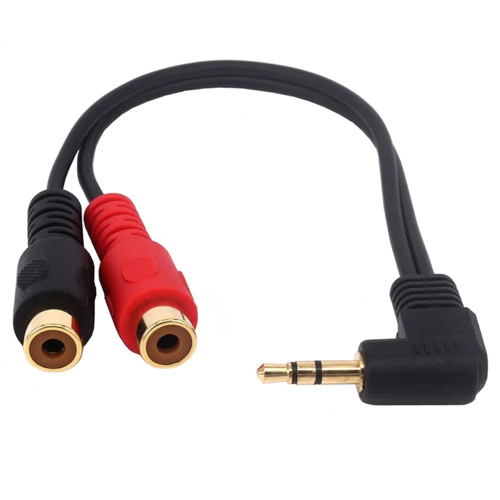 JUNSUNMAY 0.2m Elbow 3.5mm Male to Dual RCA Female Y Splitter Cable Stereo Audio Cord - 2