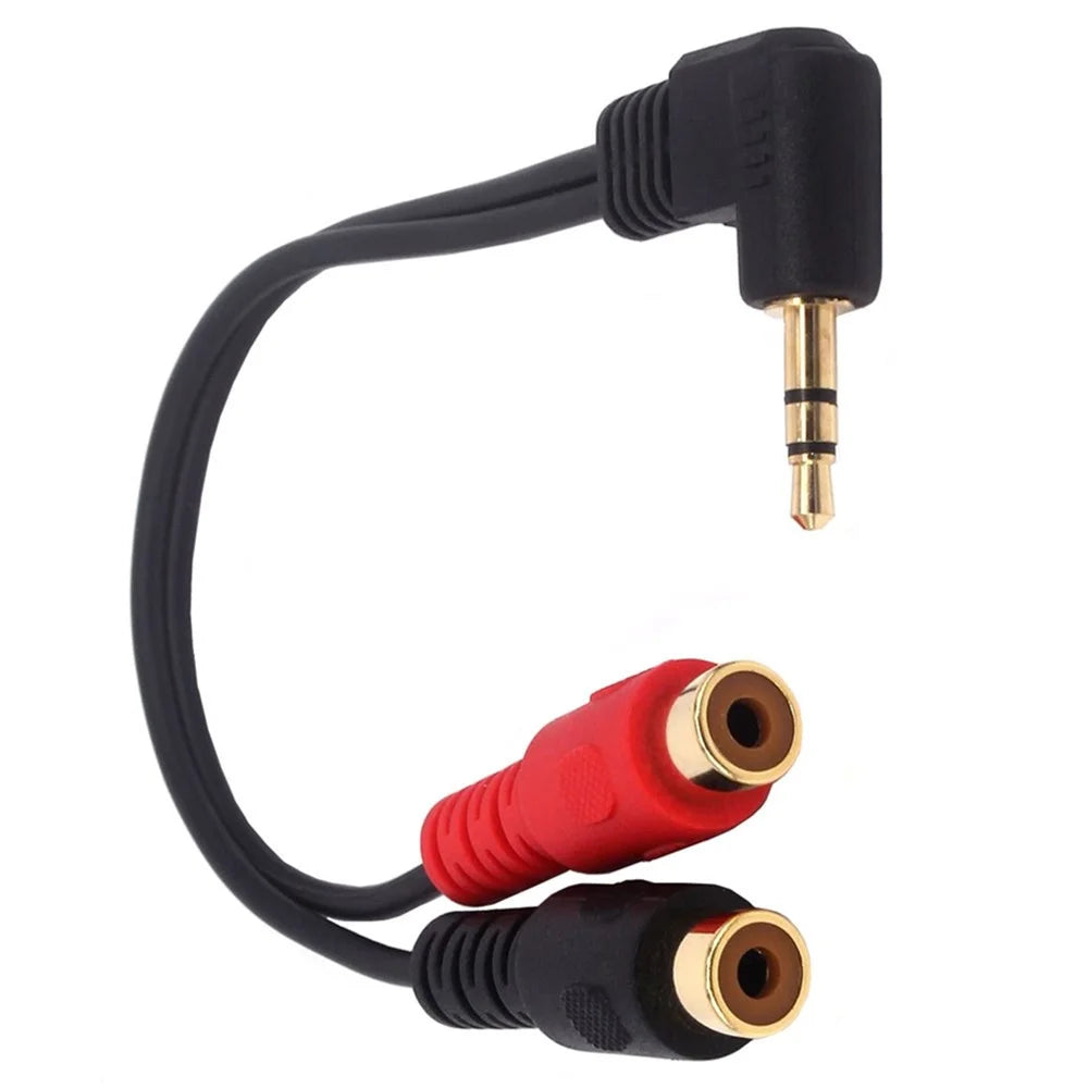 JUNSUNMAY 0.2m Elbow 3.5mm Male to Dual RCA Female Y Splitter Cable Stereo Audio Cord - 3