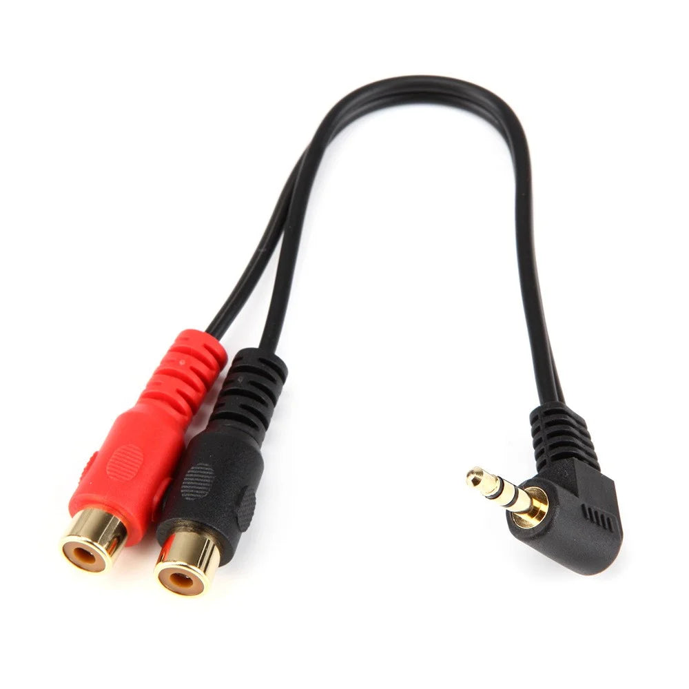 JUNSUNMAY 0.2m Elbow 3.5mm Male to Dual RCA Female Y Splitter Cable Stereo Audio Cord - 5
