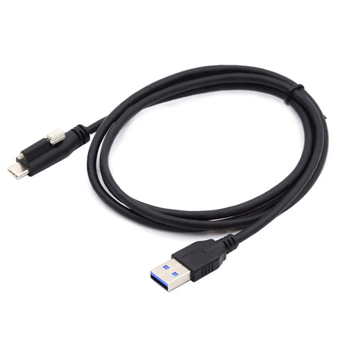 UC-045-3.0M 3m USB-A 3.0 Male to Type-C 3.1 Single Screw Locking Cable Data Cord for Camera (without Chip, M2 Screw) - 1