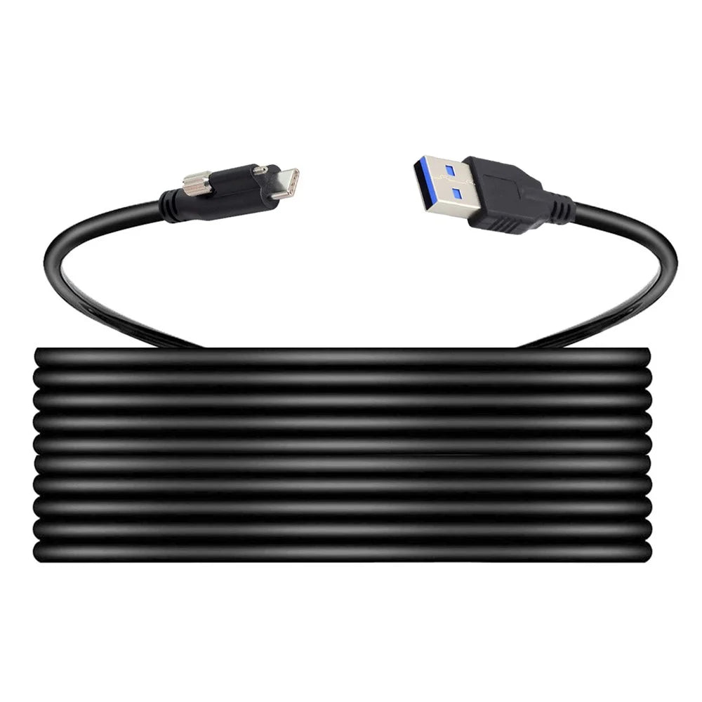 UC-045-4.9M 4.9m USB-A 3.0 Male to Type-C 3.1 Single Screw Locking Data Cable for Camera (without Chip, M2 Screw) - 1
