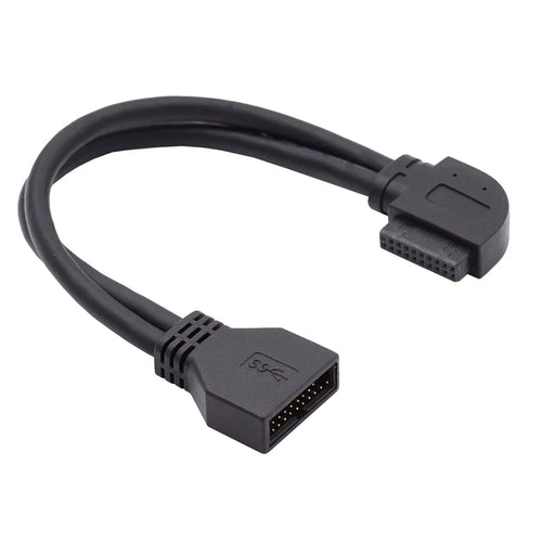 U3-082-RI USB 3.0 20Pin 19Pin Male to Female 5Gbps Extension Cable 90 Degree Angled Cord for Motherboard Mainboard - 1