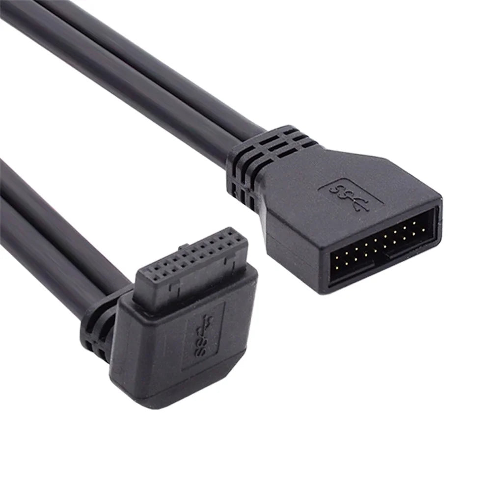 U3-082-DN Angled USB 3.0 20Pin Male to Female Extension 5Gbps Cable for Computer Motherboard Mainboard - 1