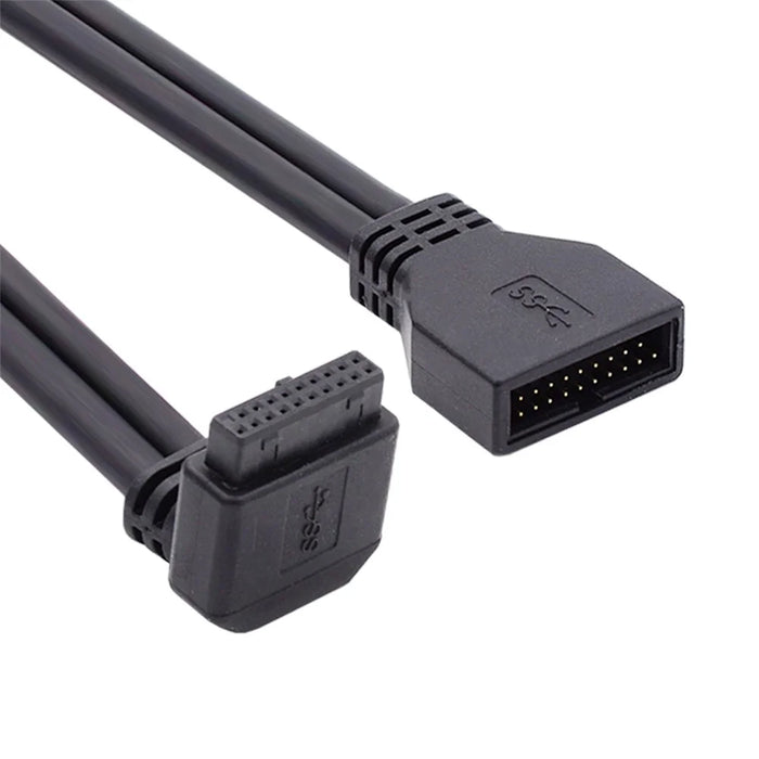 U3-082-DN Angled USB 3.0 20Pin Male to Female Extension 5Gbps Cable for Computer Motherboard Mainboard - 1