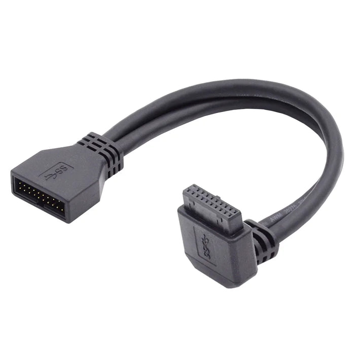 U3-082-DN Angled USB 3.0 20Pin Male to Female Extension 5Gbps Cable for Computer Motherboard Mainboard - 2