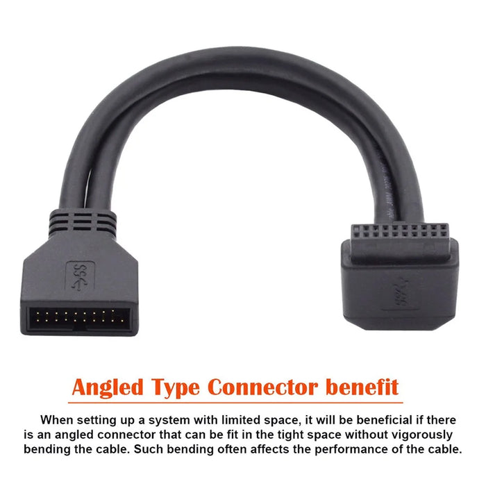 U3-082-DN Angled USB 3.0 20Pin Male to Female Extension 5Gbps Cable for Computer Motherboard Mainboard - 7