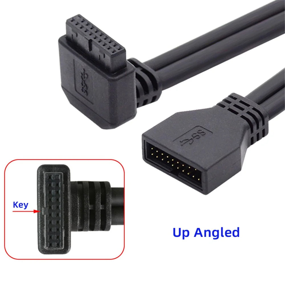 U3-082-UP USB 3.0 20Pin Male to Female Wire Angled 5Gbps Motherboard Mainboard Connection Cable - 3