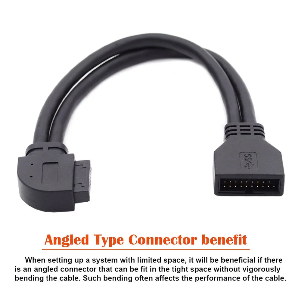 U3-082-LE Left-Angled USB 3.0 20Pin Motherboard Mainboard Connection Cable 20Pin Male to Female Wire 5Gbps Adapter Cord - 7