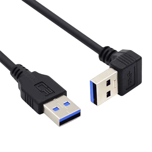 U3-069-DN 40cm Angled USB 3.0 Type-A Male to Straight 3.0 Type-A Male Data Cable 5Gbps Cord - 1