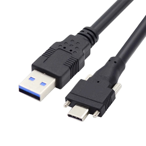 UC-048-4.9M 4.9m USB-A 3.0 Male to Type-C 3.1 Dual Screw Locking 22AWG Data Cable for Camera (without Chip, M2 Screw) - 1
