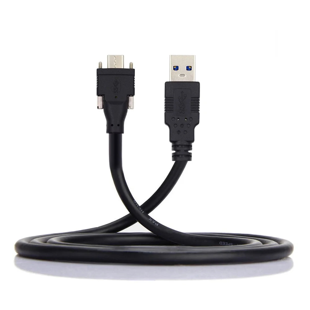 UC-048-4.9M 4.9m USB-A 3.0 Male to Type-C 3.1 Dual Screw Locking 22AWG Data Cable for Camera (without Chip, M2 Screw) - 2