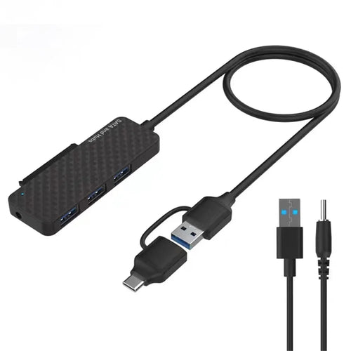 USB3.0 / Type-C to SATA Converter 22Pin Hard Disk Cable with 3-Port USB3.0 HUB Adapter PC 2.5-inch Hard Disk HDD, SSD Easy Drive Cable - 1