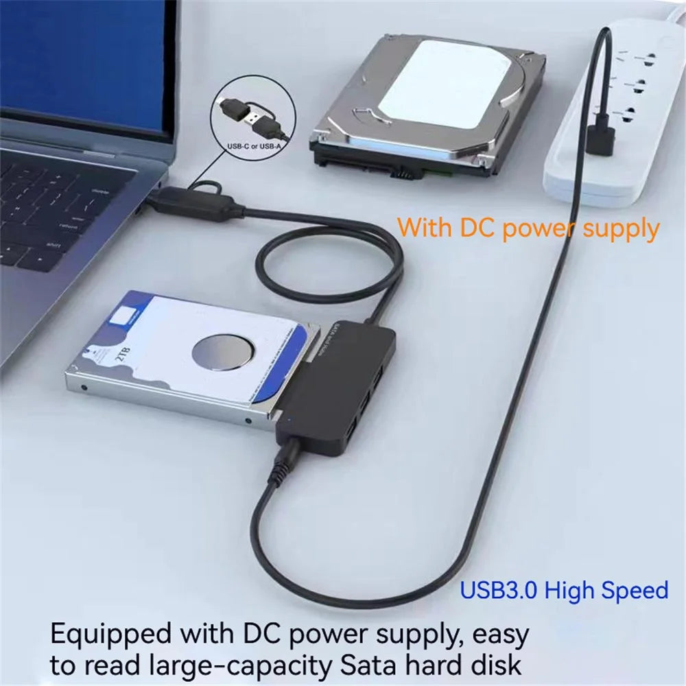 USB3.0 / Type-C to SATA Converter 22Pin Hard Disk Cable with 3-Port USB3.0 HUB Adapter PC 2.5-inch Hard Disk HDD, SSD Easy Drive Cable - 2