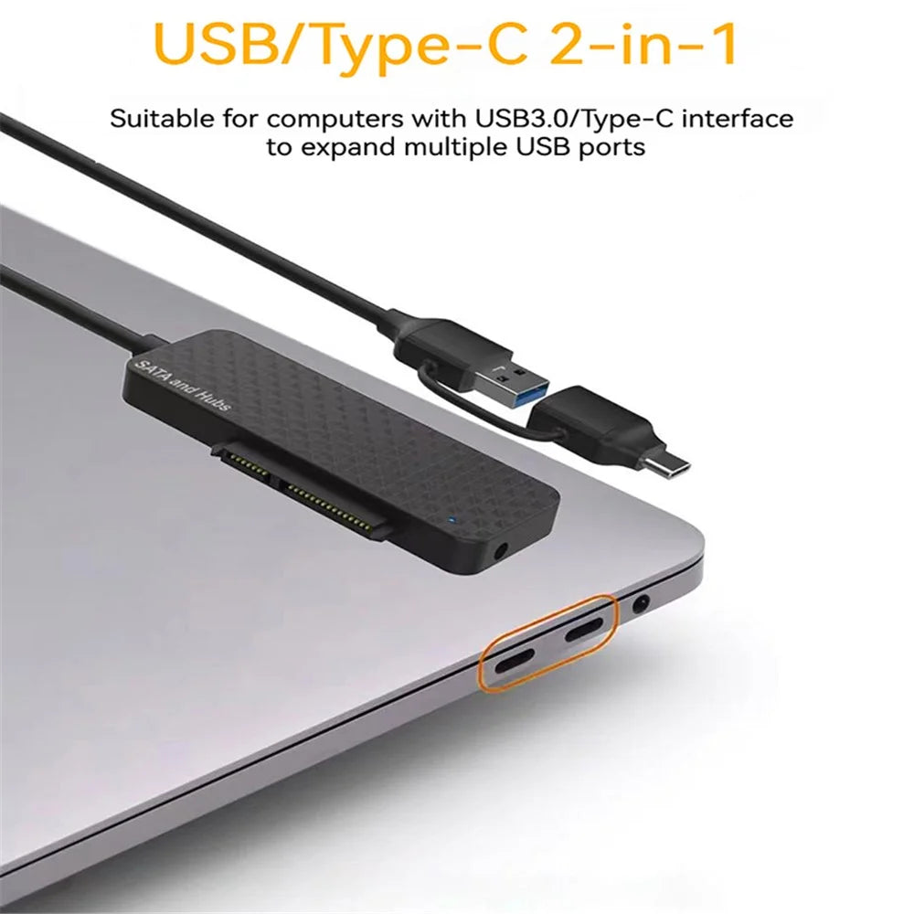 USB3.0 / Type-C to SATA Converter 22Pin Hard Disk Cable with 3-Port USB3.0 HUB Adapter PC 2.5-inch Hard Disk HDD, SSD Easy Drive Cable - 4