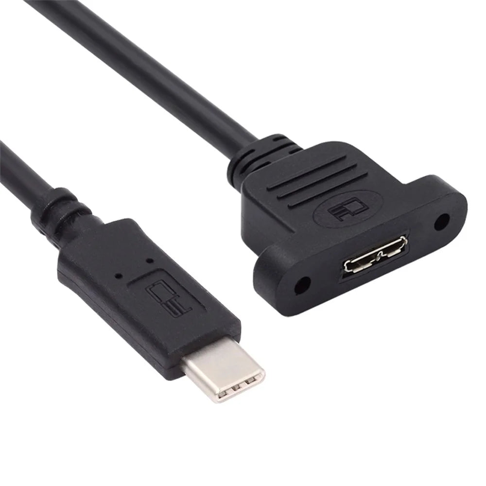 U3-083-CM 50CM 5Gbps Type-C Male to Micro USB 3.0 Female Screw Mount Type Extension Cable - 1