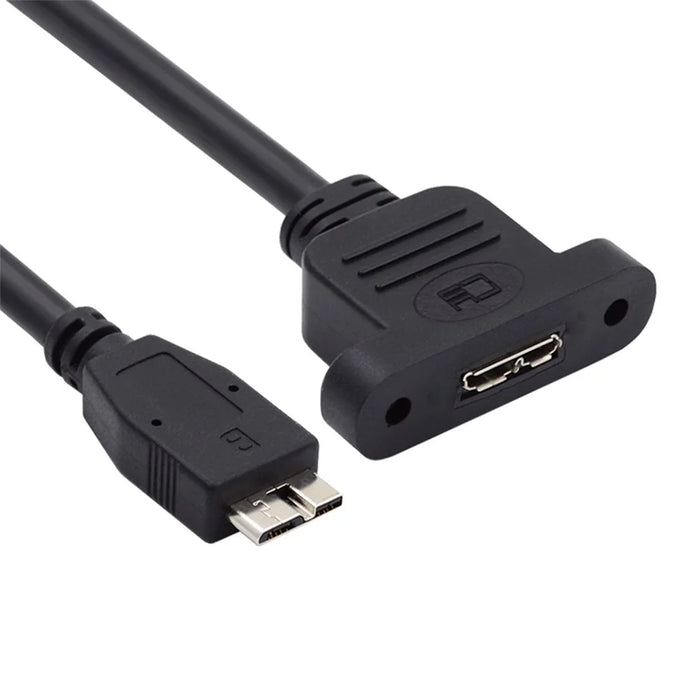 U3-083-MM 50cm Micro USB 3.0 Male to Micro 3.0 Type-B Female 5Gbps Screw Mount Type Extension Cable - 1