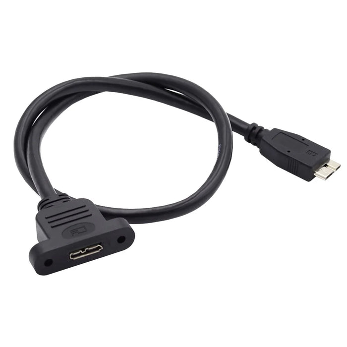U3-083-MM 50cm Micro USB 3.0 Male to Micro 3.0 Type-B Female 5Gbps Screw Mount Type Extension Cable - 2