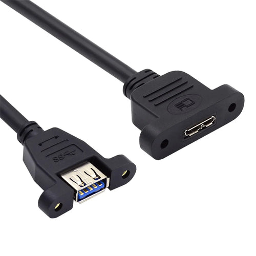 U3-083-AF 50cm Type-A USB 3.0 Female to Micro 3.0 Type-B Female Screw Mount Type 5Gbps Extension Cable - 1