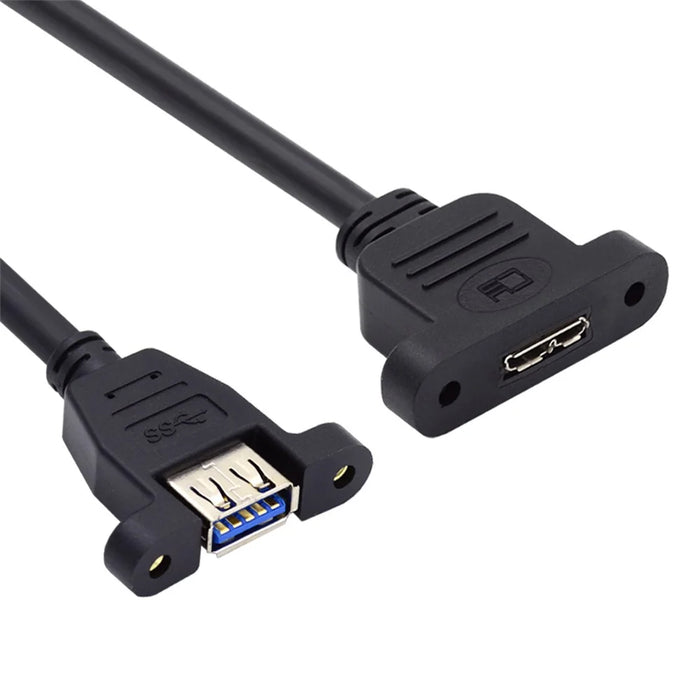 U3-083-AF 50cm Type-A USB 3.0 Female to Micro 3.0 Type-B Female Screw Mount Type 5Gbps Extension Cable - 1