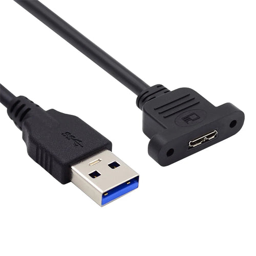 U3-083-AM 50cm Type-A USB 3.0 Male to Micro 3.0 Type-B Female Converter 5Gbps Screw Mount Type Extension Cable - 1