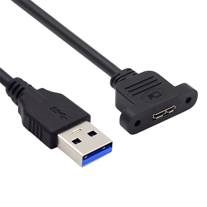 U3-083-AM 50cm Type-A USB 3.0 Male to Micro 3.0 Type-B Female Converter 5Gbps Screw Mount Type Extension Cable - 1