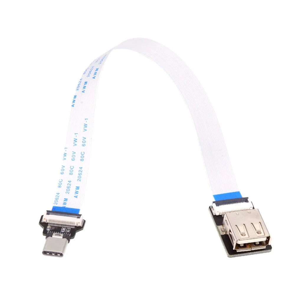 UC-019-AF CN-008-OTG / CN-009-0.13M / CN-011-FE 13cm Type-C Male Host to USB 2.0 Type-A Female Target Data Flat Slim FPC Cable - 2