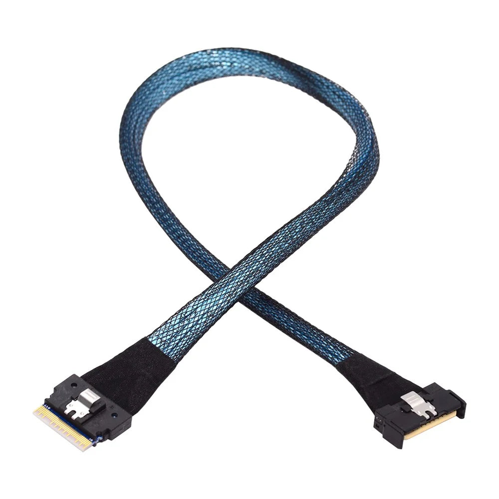 SF-075-BK 50cm PCI-E 5.0 Mini Cool Edge IO MCIO PCI-E Slimline 8i 74Pin Male to SFF-8654 SAS 4.0 74Pin Male Extender Cable - 2