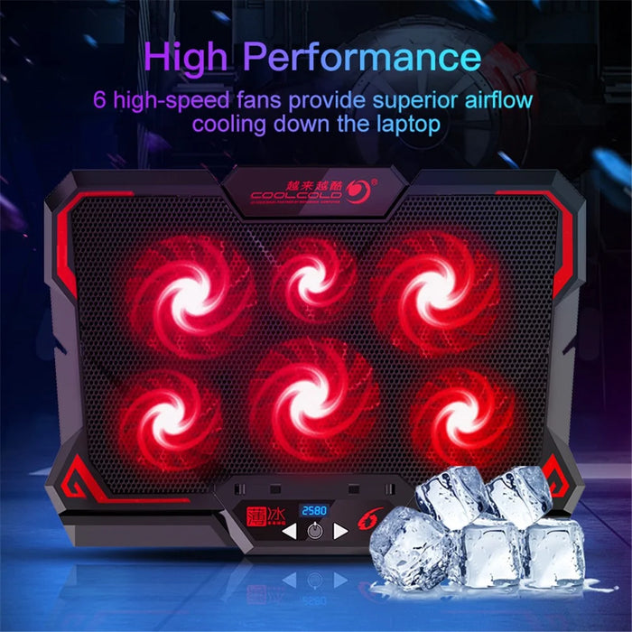 COOLCOLD Touch Control Laptop Cooling Base with 6 Fans Notebook Cooler Stand - 3