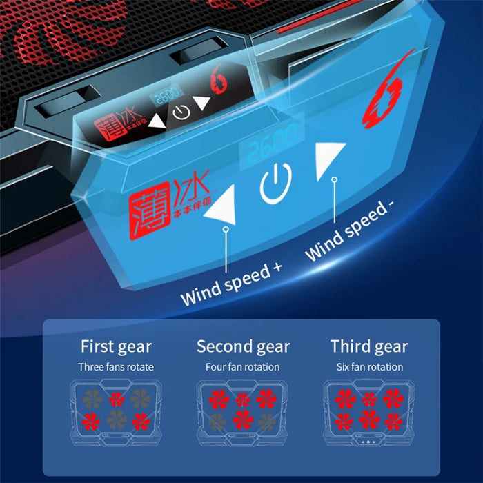 COOLCOLD Touch Control Laptop Cooling Base with 6 Fans Notebook Cooler Stand - 5