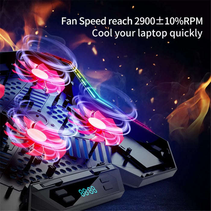 COOLCOLD Ice Magic 6 Laptop Cooling Base RGB Light Height Adjustable Notebook Cooler Stand - 4