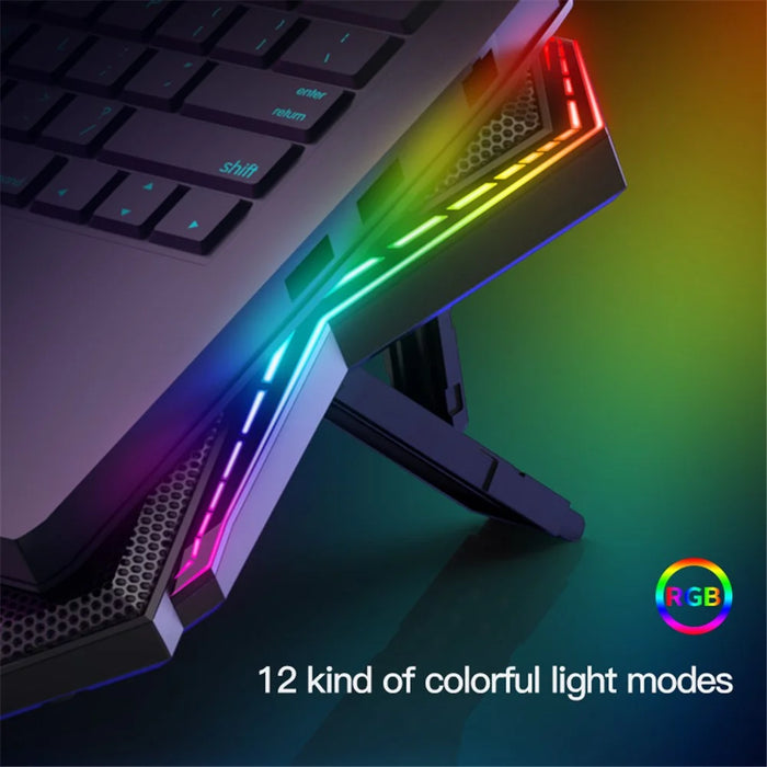 COOLCOLD Ice Magic 6 Laptop Cooling Base RGB Light Height Adjustable Notebook Cooler Stand - 5