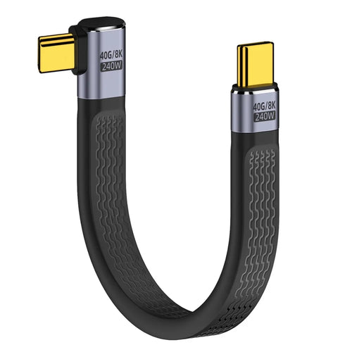 UC-002-0.13R 13cm Right Angled 240W Type-C Male to Male USB4 40Gbps 100W 8K Flat FPC Data Cable for Laptop Phone - 1