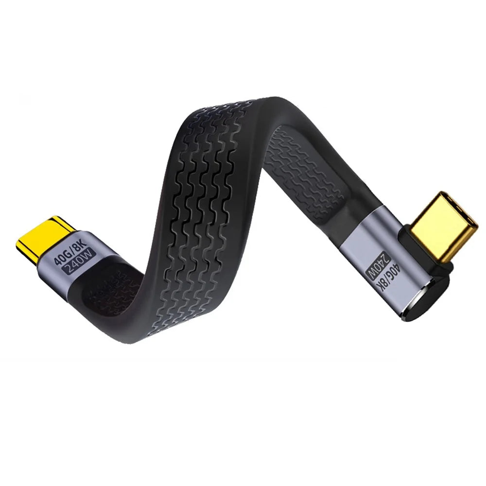 UC-002-0.13R 13cm Right Angled 240W Type-C Male to Male USB4 40Gbps 100W 8K Flat FPC Data Cable for Laptop Phone - 2