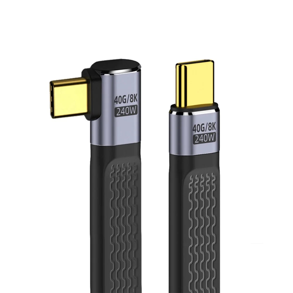 UC-002-0.13R 13cm Right Angled 240W Type-C Male to Male USB4 40Gbps 100W 8K Flat FPC Data Cable for Laptop Phone - 3