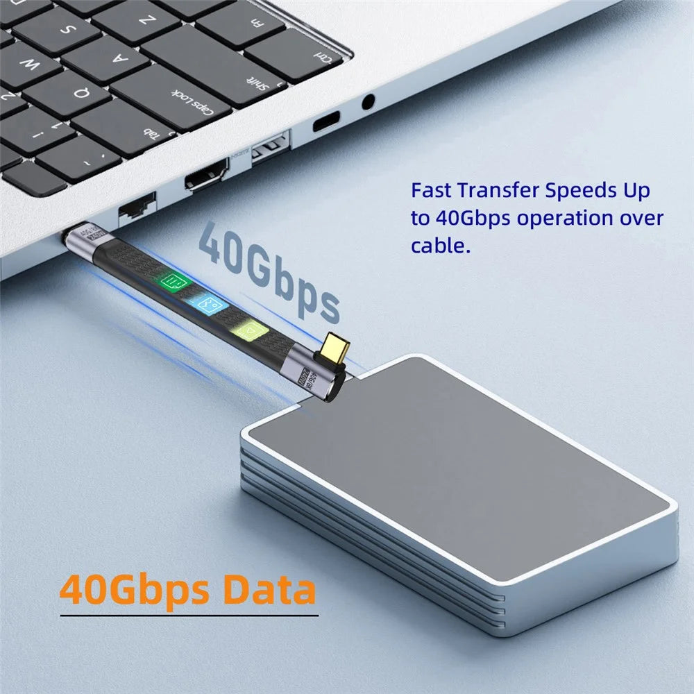 UC-002-0.13R 13cm Right Angled 240W Type-C Male to Male USB4 40Gbps 100W 8K Flat FPC Data Cable for Laptop Phone - 7