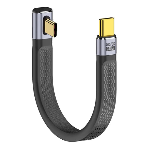 UC-002-0.13L 13cm Low Profile Angled 240W Type-C Male to Male USB4 40Gbps 100W 8K Flat FPC Data Cable for Laptop Phone - 1