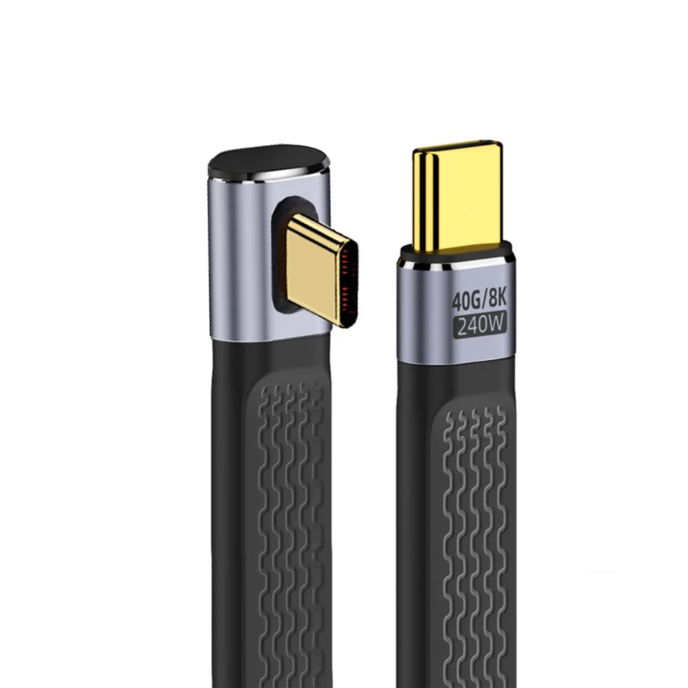 UC-002-0.13L 13cm Low Profile Angled 240W Type-C Male to Male USB4 40Gbps 100W 8K Flat FPC Data Cable for Laptop Phone - 3