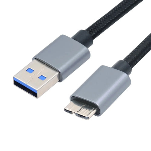 U3-075-MM 0.3m USB 3.0 Male to Micro 3.0 B Male Cable 5Gbps Data Transfer Converter for Disk SSD (Silver Shell) - 1