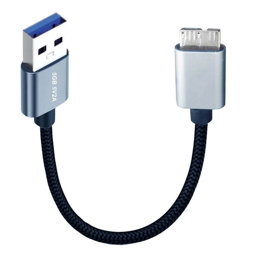 U3-075-MM 0.3m USB 3.0 Male to Micro 3.0 B Male Cable 5Gbps Data Transfer Converter for Disk SSD (Silver Shell) - 2
