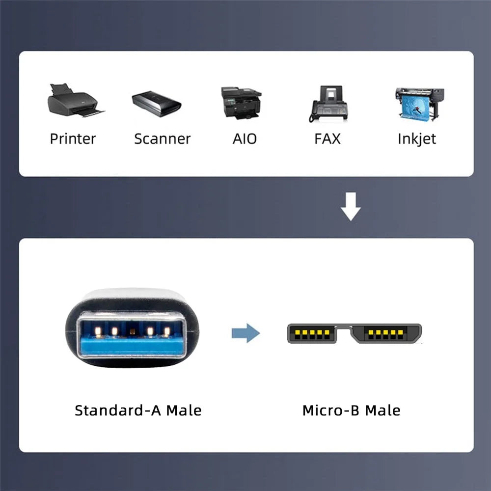 U3-075-MM 0.3m USB 3.0 Male to Micro 3.0 B Male Cable 5Gbps Data Transfer Converter for Disk SSD (Silver Shell) - 5