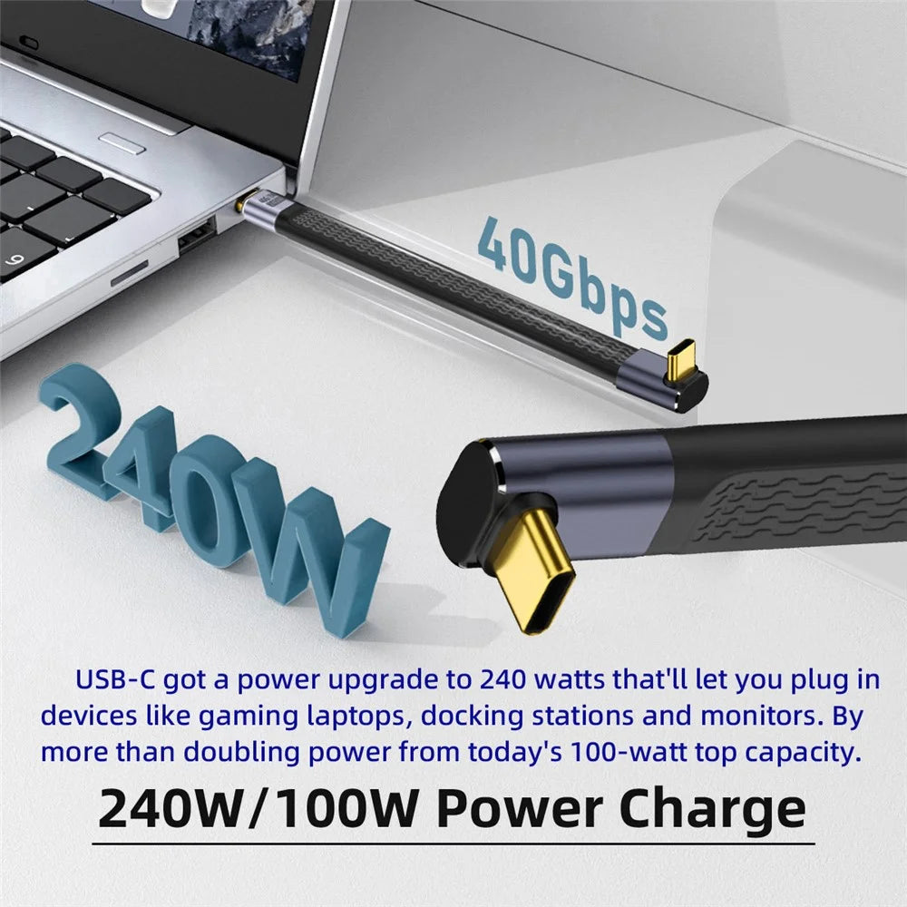 UC-002-0.13U 13cm Up Angled 240W Type-C Male to Male USB4 40Gbps 100W 8K Flat Slim FPC Data Cable for Laptop Phone - 5