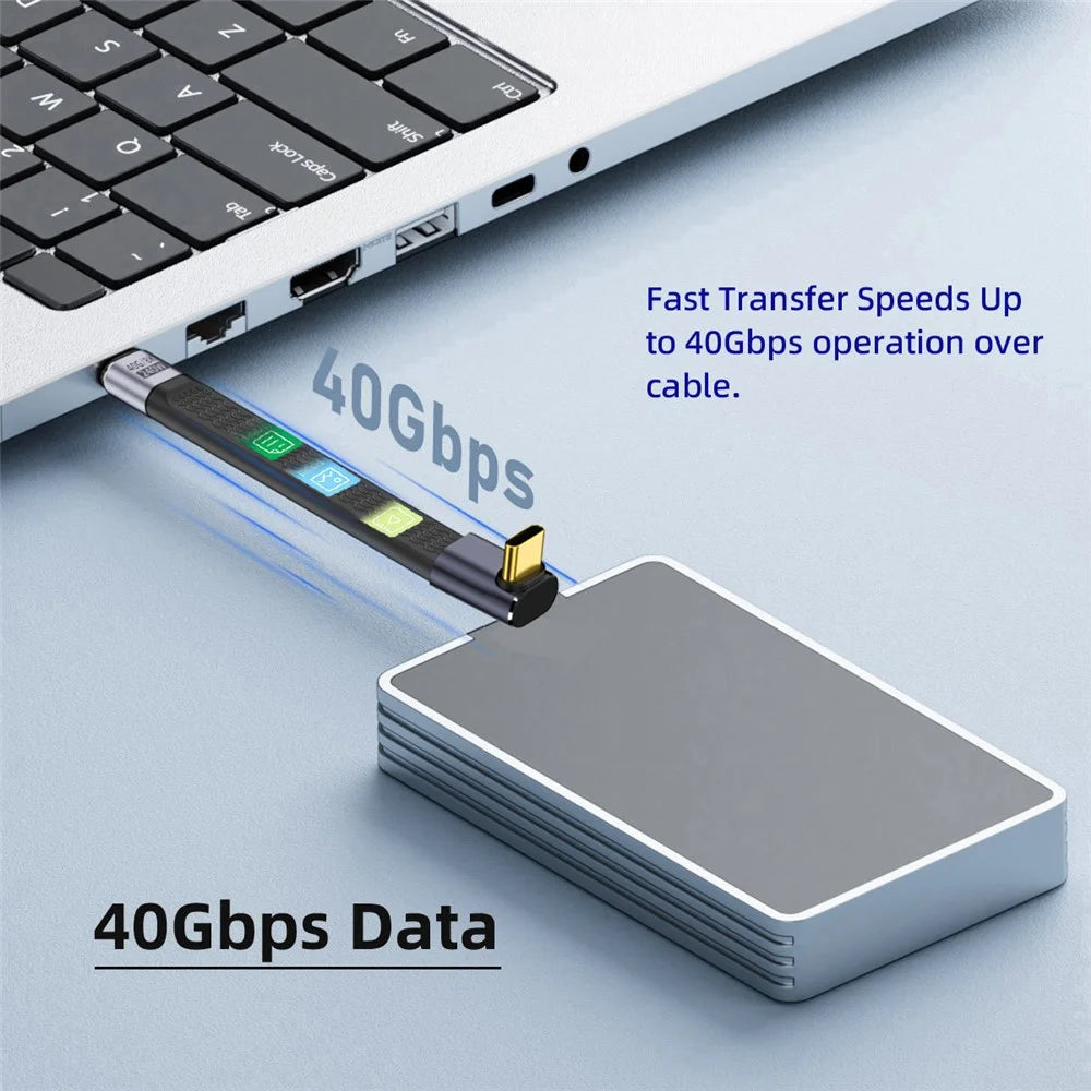 UC-002-0.13U 13cm Up Angled 240W Type-C Male to Male USB4 40Gbps 100W 8K Flat Slim FPC Data Cable for Laptop Phone - 6