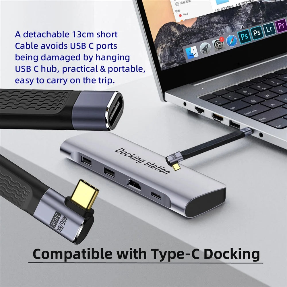 UC-040-0.13R 13cm Right Angled USB4 Extension Cable Slim Flat Male to Female 40Gbps with 240W Power and 8K / 60Hz Video - 3