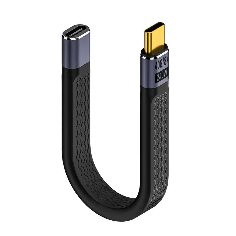 UC-040-0.13W 13cm USB4 Extension Cable Slim Flat Male to Female 40Gbps with 240W Power and 8K / 60Hz Video - 2