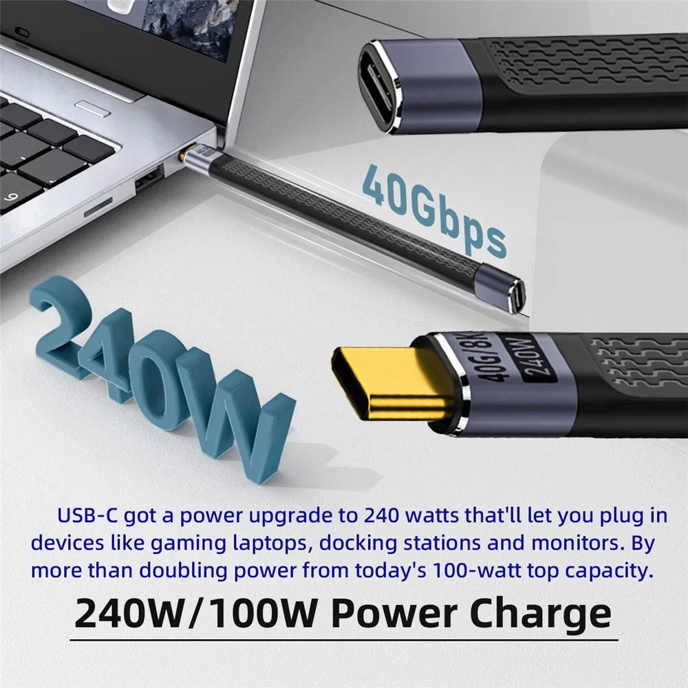 UC-040-0.13W 13cm USB4 Extension Cable Slim Flat Male to Female 40Gbps with 240W Power and 8K / 60Hz Video - 4