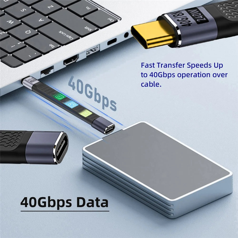 UC-040-0.13W 13cm USB4 Extension Cable Slim Flat Male to Female 40Gbps with 240W Power and 8K / 60Hz Video - 5