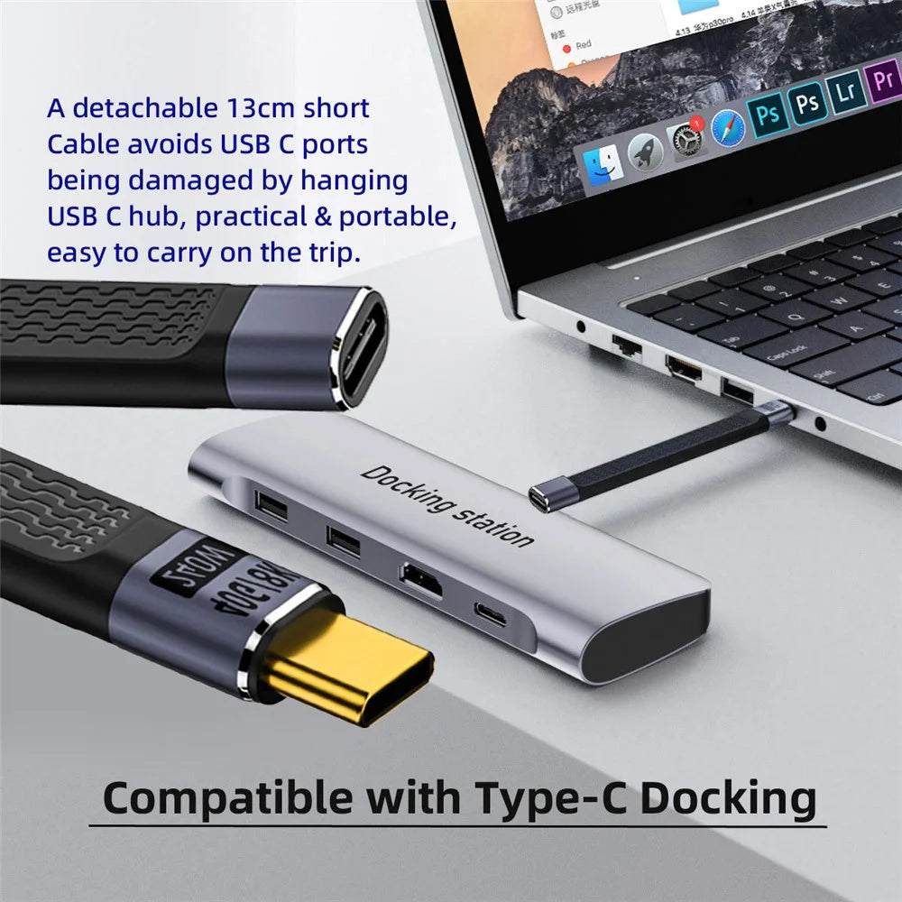 UC-040-0.13W 13cm USB4 Extension Cable Slim Flat Male to Female 40Gbps with 240W Power and 8K / 60Hz Video - 6