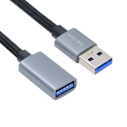 U3-075-AF 0.3m USB 3.0 Male to USB 3.0 Female Extension Cord 5Gbps Disk SSD Camera Data Cable (Silver Shell) - 1