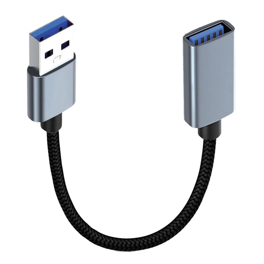 U3-075-AF 0.3m USB 3.0 Male to USB 3.0 Female Extension Cord 5Gbps Disk SSD Camera Data Cable (Silver Shell) - 2