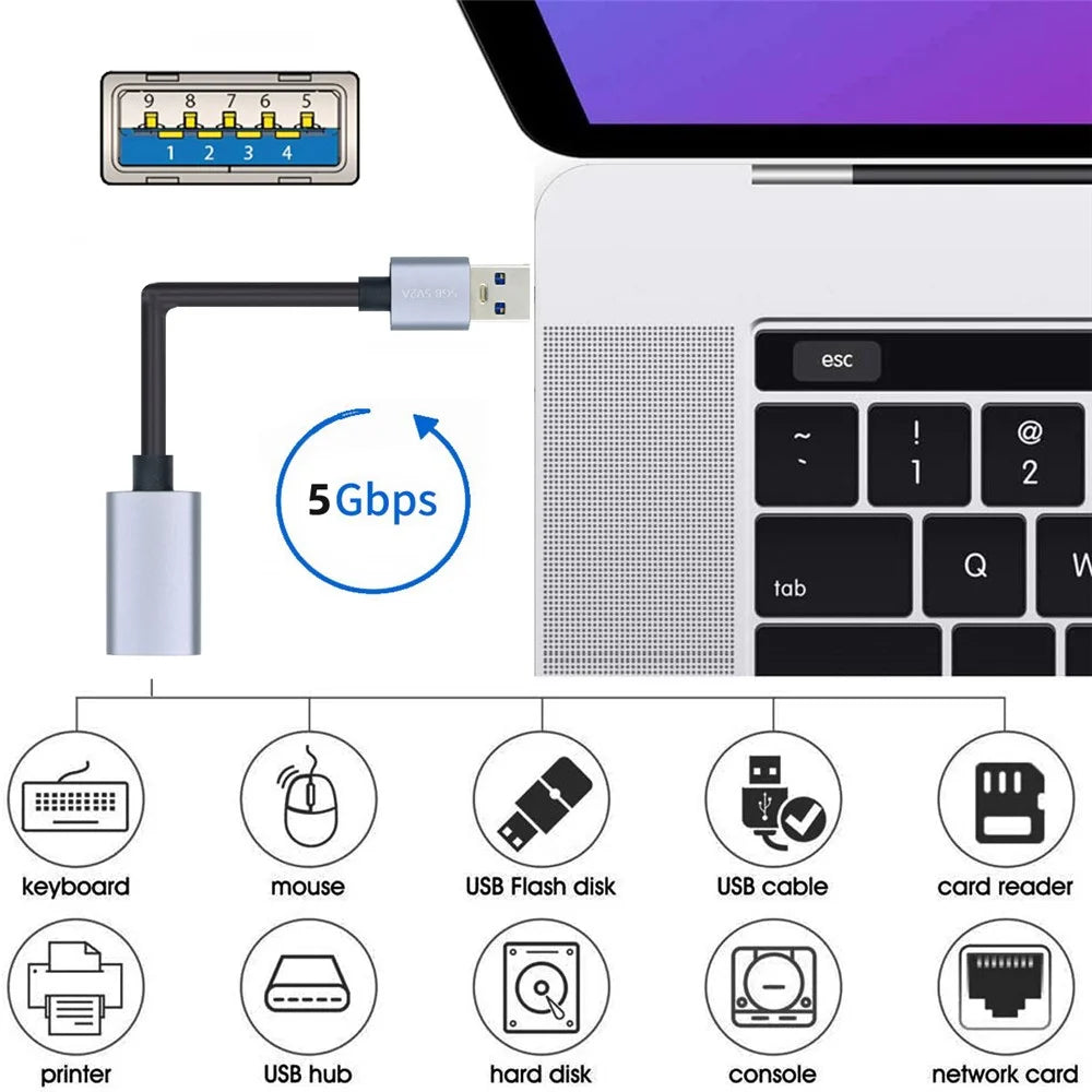 U3-075-AF 0.3m USB 3.0 Male to USB 3.0 Female Extension Cord 5Gbps Disk SSD Camera Data Cable (Silver Shell) - 7